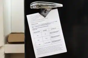 Jääkaappi, jonka ovessa on maksusopimus.